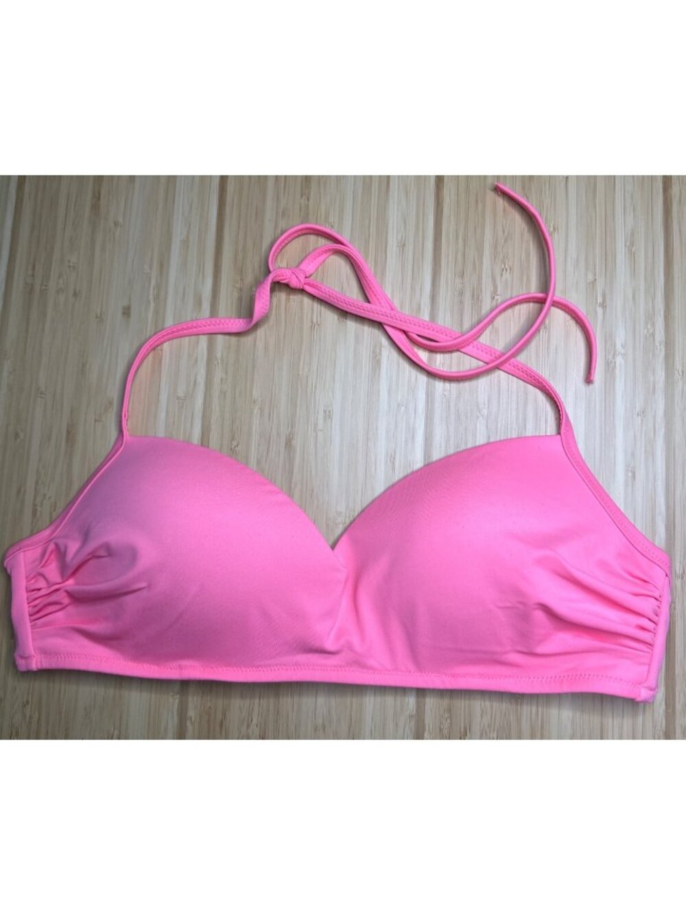 Victoria’s Secret L Coral Padded Swim Bikini Top Beach Glam Sexy Bright pool